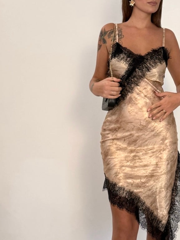 Dress Satin Lurex Gold