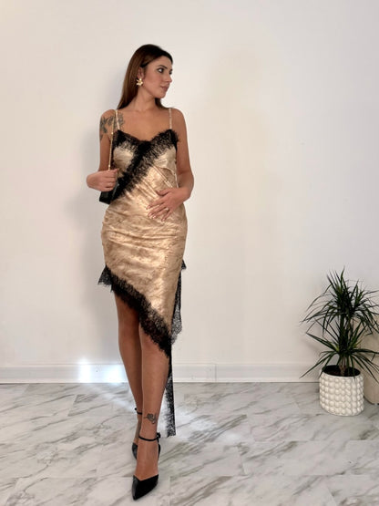 Dress Satin Lurex Gold