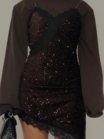 Dress Elettra Paillettes Choco