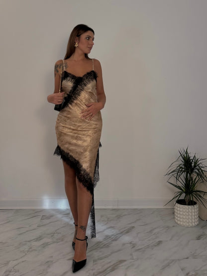 Dress Satin Lurex Gold