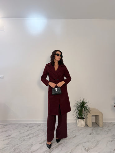 Cappotto Manhattan Lungo bordeaux